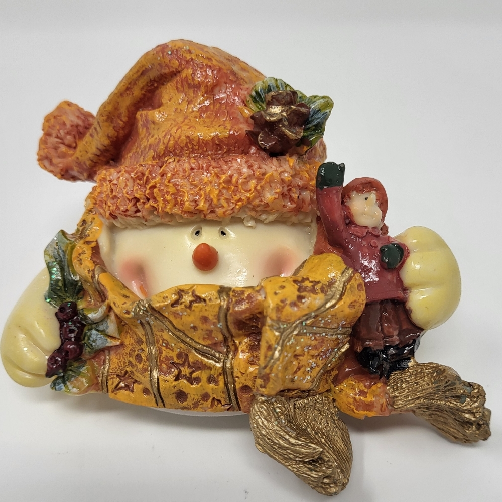Snowman Winter Holiday Candle Topper Decor